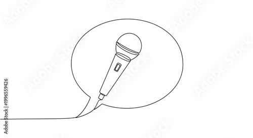 Microphone in a speech bubble.