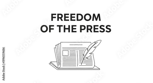 Newspaper with quill pen writing.