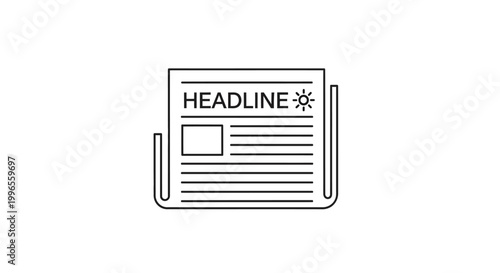 Newspaper with Headline and Lines.