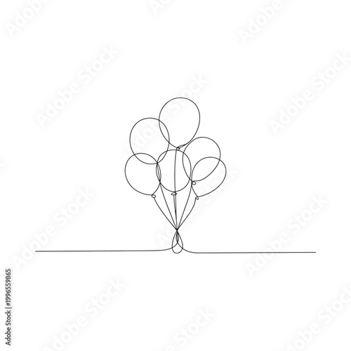 Minimalist line drawing of a bunch of floating balloons