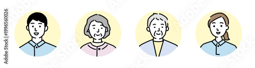 高齢者とケアスタッフ　アイコンセット