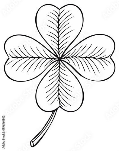 Four-leaf clover drawing for luck and St Patrick's Day celebration