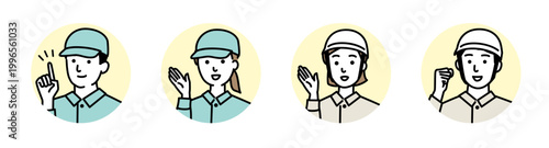 作業スタッフ　若い男女　アイコンセット