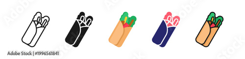 Shawarma Multiple Style Icon Set Collection. 