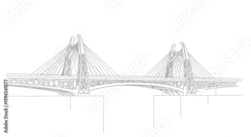 Modern cable stayed bridge architecture isolated design engineering structure