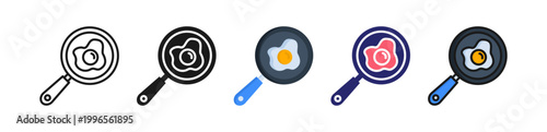 Fried Egg Multiple Style Icon Set Collection. 