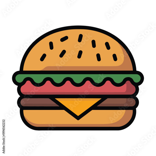 Colorful cartoon hamburger icon