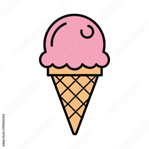 Pink ice cream cone cartoon