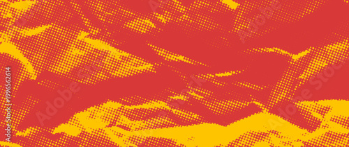 Orange red halftone crumpled paper background. Dotted creased paper page wallpaper. Rough comic wrinkle texture. Colored cartoon pop art crumpled surface overlay. Vector aged grunge damaged page sheet
