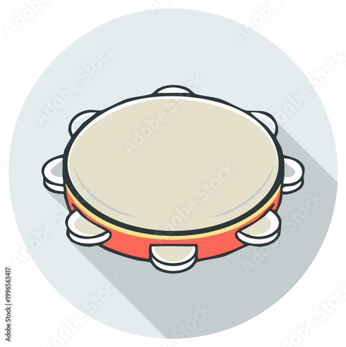 Cartoon style tambourine musical instrument illustration, percussion, rhythm