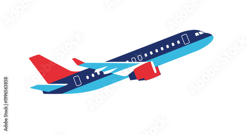 Stylized airplane in flight against white background vector illustration