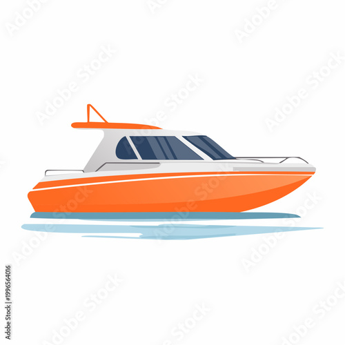 Modern Orange Speedboat Illustration