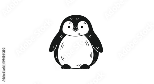 Cute Cartoon Penguin Illustration Isolated.