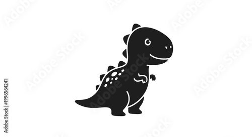 Black Silhouette of a Cartoon Dinosaur.