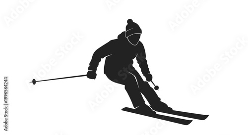 Silhouette of a Skier in Action.