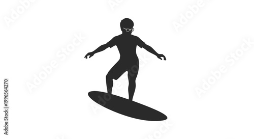 Silhouette of Surfer Riding Wave.