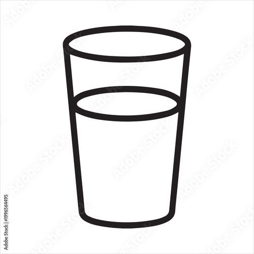 Simple outline drawing of a glass half full of water