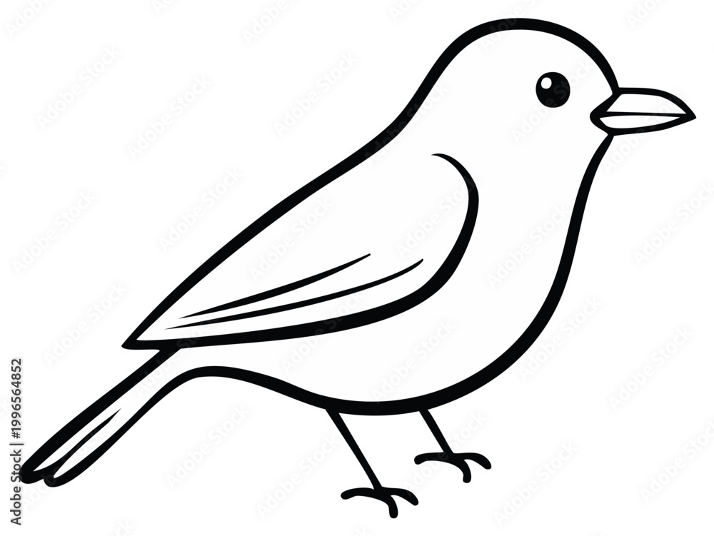 Obraz premium Simple Outline Drawing of a Small Bird Standing