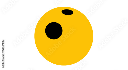 Yellow bowling ball graphic on white background for sports and leisure design