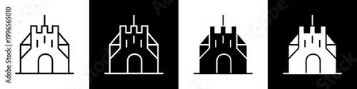  Castle black and white icon design concept