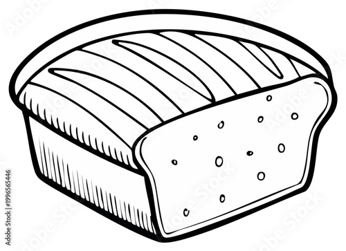 Loaf of bread drawing outline bakery item carbohydrate single food illustration