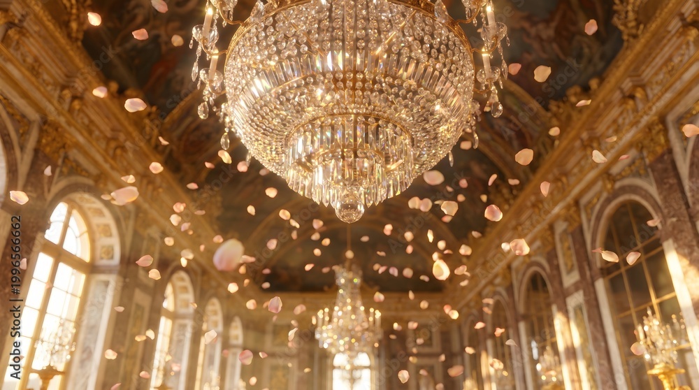 Obraz premium Grand Royal Architecture with Golden Details and Festive Petals