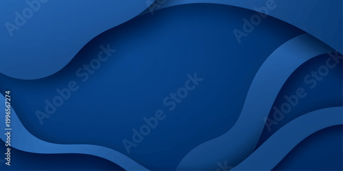 A vibrant blue abstract background features a flowing wave design with artistic curves and light patterns to create a motion-filled water texture backdrop for a professional business wallpaper