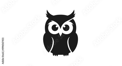 Black Silhouette Owl Illustration Design.