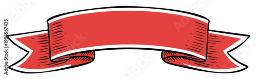 Red banner illustration with hand drawn style and scroll edges for messages