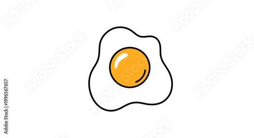 Simple Line Drawing of Fried Egg.