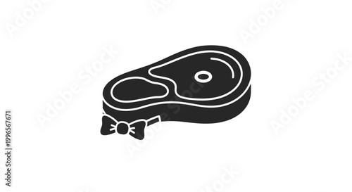 Black Steak with Bow Tie Icon.