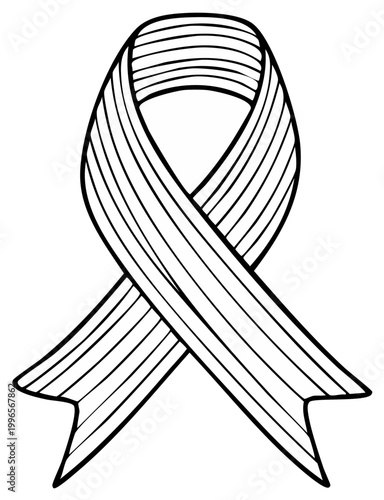 Simple Line Art Awareness Ribbon Symbol Graphic Element for Causes