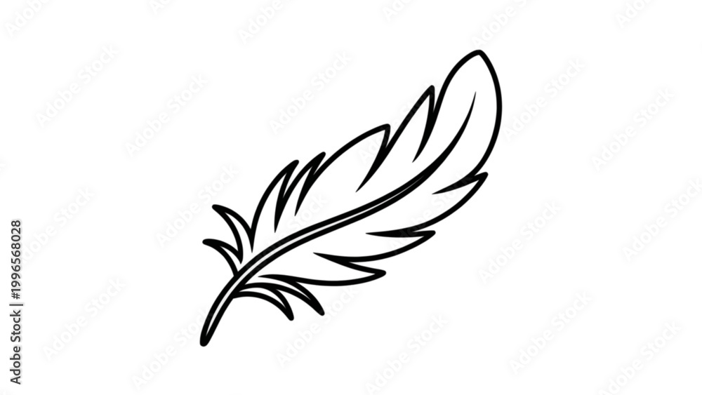 Fototapeta premium Simple black feather illustration with quill detail Vector