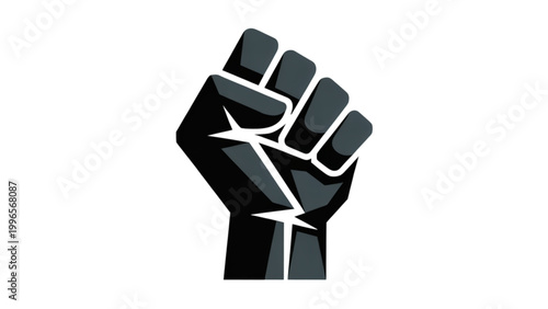 Black clenched fist icon symbolizing power and strength Vector