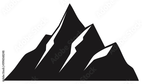 Simple mountain silhouette icon. Black vector graphic of a rocky peak for adventure and outdoor concepts.