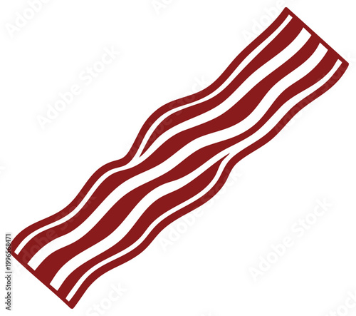 Strip of Crispy Bacon Illustration, Icon of Pork Food, Ingredient for Breakfast