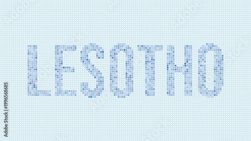 Lesotho dotted map animation. Digital style shape of the country. Lesotho shape and title dots appear with bulb flickering effect. Intro, outro, logo, title video.