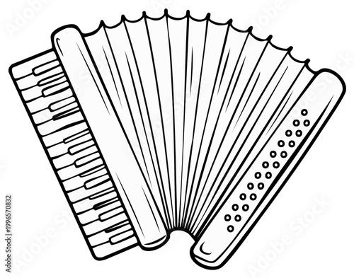 Hand Drawn Accordion Vector Illustration Folk Music Instrument Outline