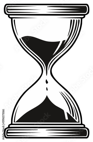 Monochrome Hourglass Illustration Timing and Countdown Sandglass Sand Timer Deadline Concept Passing of Time Reminder