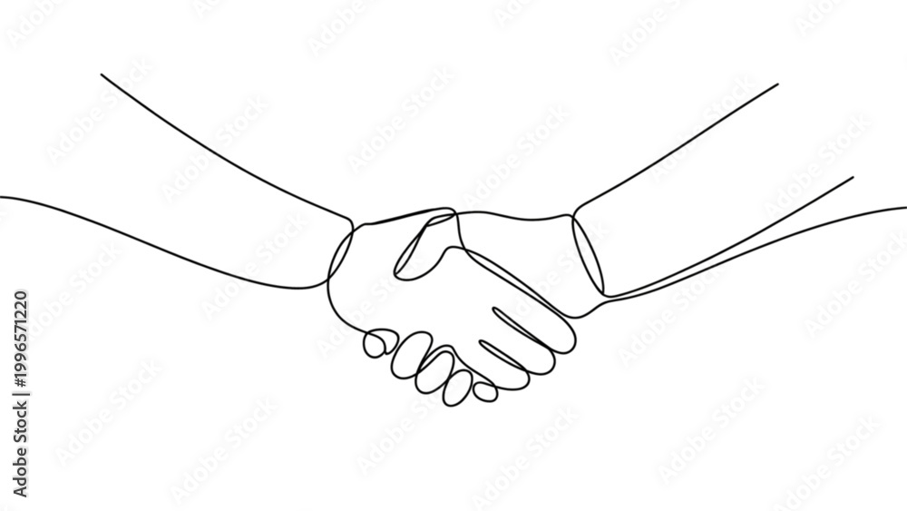 Fototapeta premium Two people shaking hands in a friendly business handshake Vector