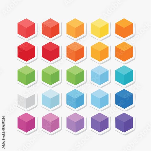 Colorful Isometric Cubes Collection
