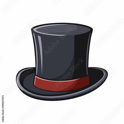 Black Top Hat with Red Band