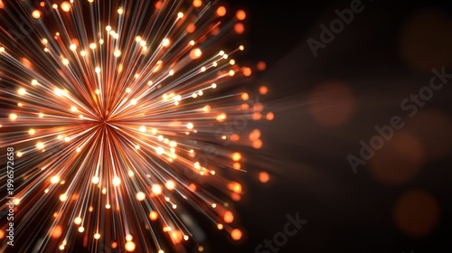 Brilliant golden light streaks radiate outward from a central point against a dark background.