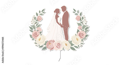 Canvas Print A wedding couple in silhouette