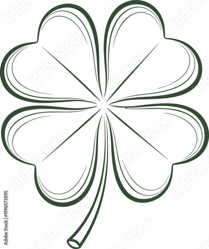 Green four leaf clover illustration on white background