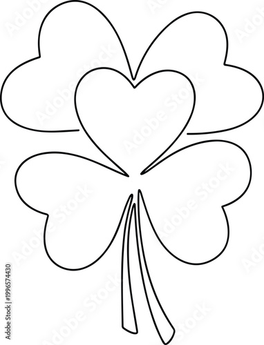 St Patricks Day Shamrock Heart Outline Illustration