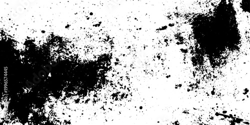 Black Ink Grunge Texture with Splatters and Spray Paint Effect on White Background Vector