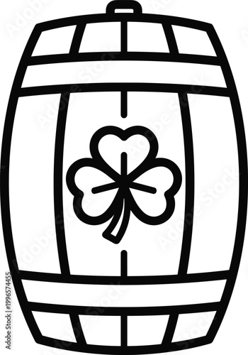 St Patricks Day shamrock on a beer barrel illustration