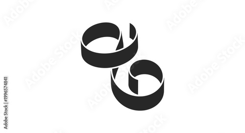 Black Metal Rings Twisted Together.