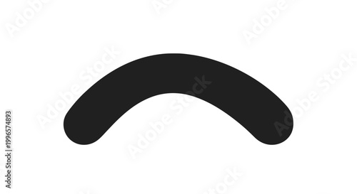Black Boomerang Isolated on White Background.